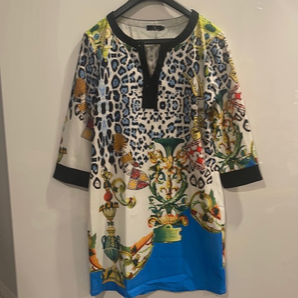 EDM ETOILE DU MONDE Art work  Multi Print Beaded  Shift Dress 4 - Picture 1 of 12